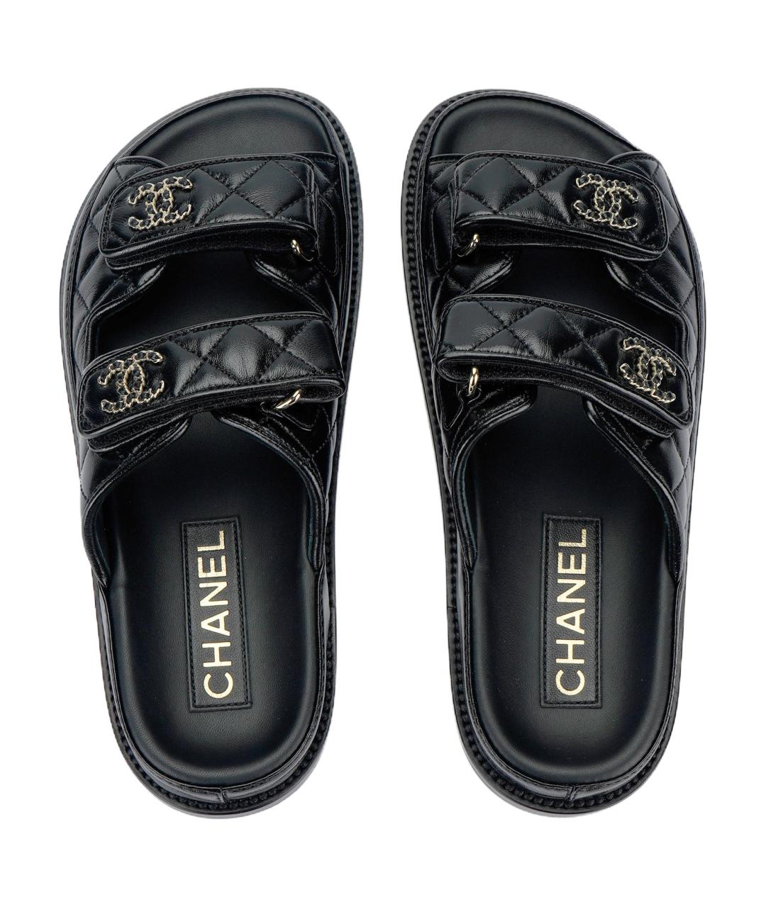 CHANEL Черные кожаные сандалии, фото 3