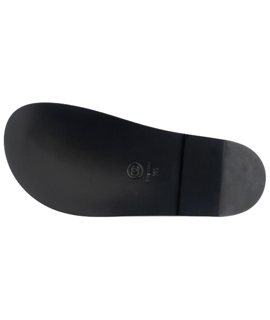 CHANEL Черные кожаные сандалии, фото 5