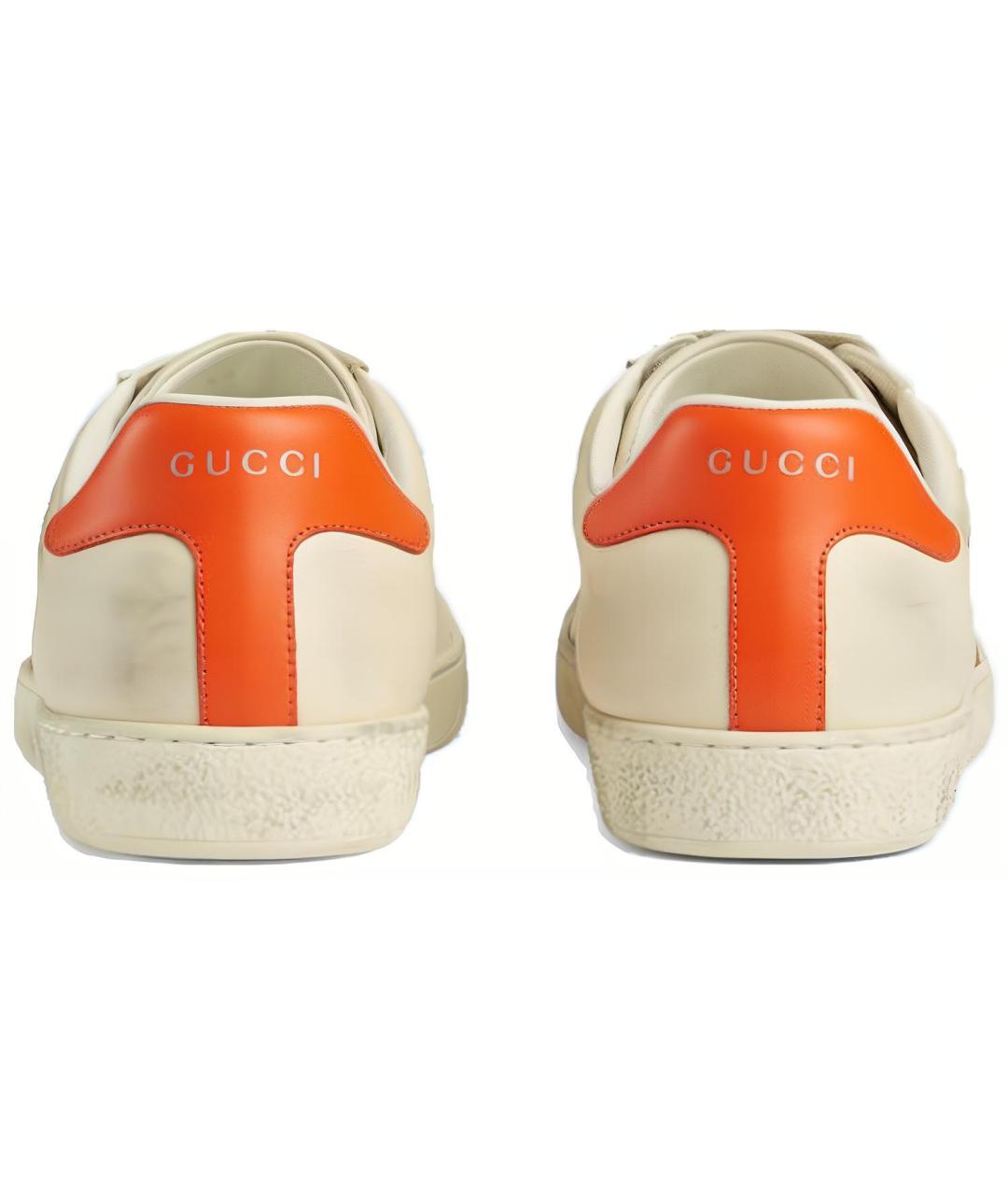 GUCCI Бежевые кожаные низкие кроссовки / кеды, фото 5