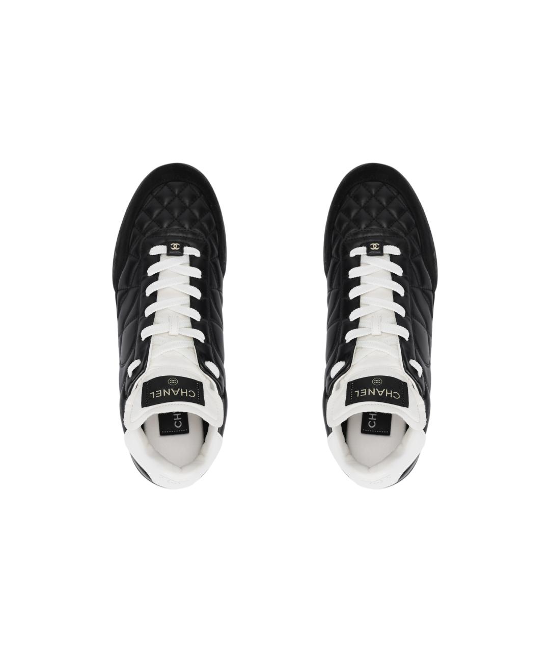 CHANEL Черные кожаные низкие кроссовки / кеды, фото 3