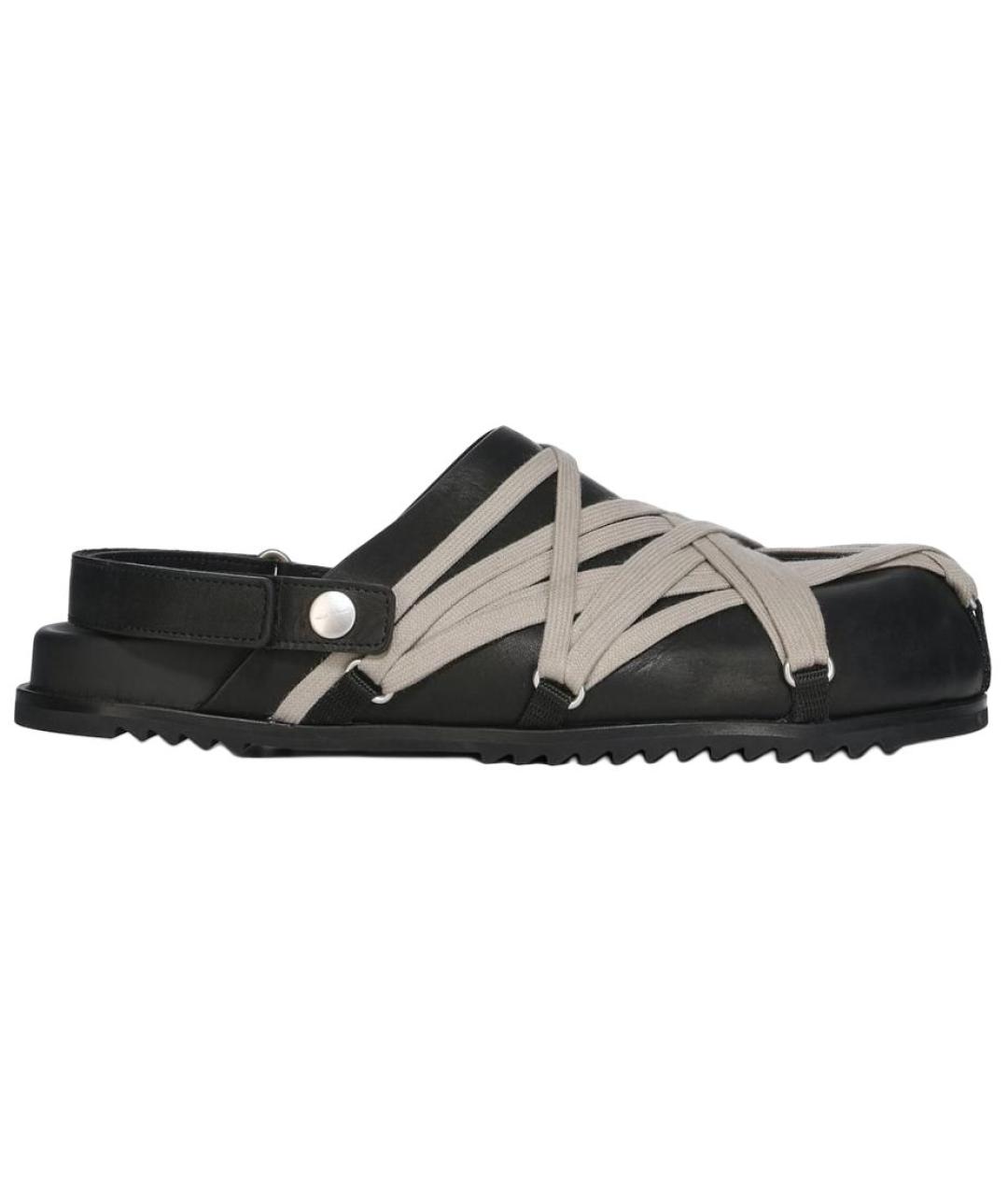 RICK OWENS Черные кожаные мюли, фото 1