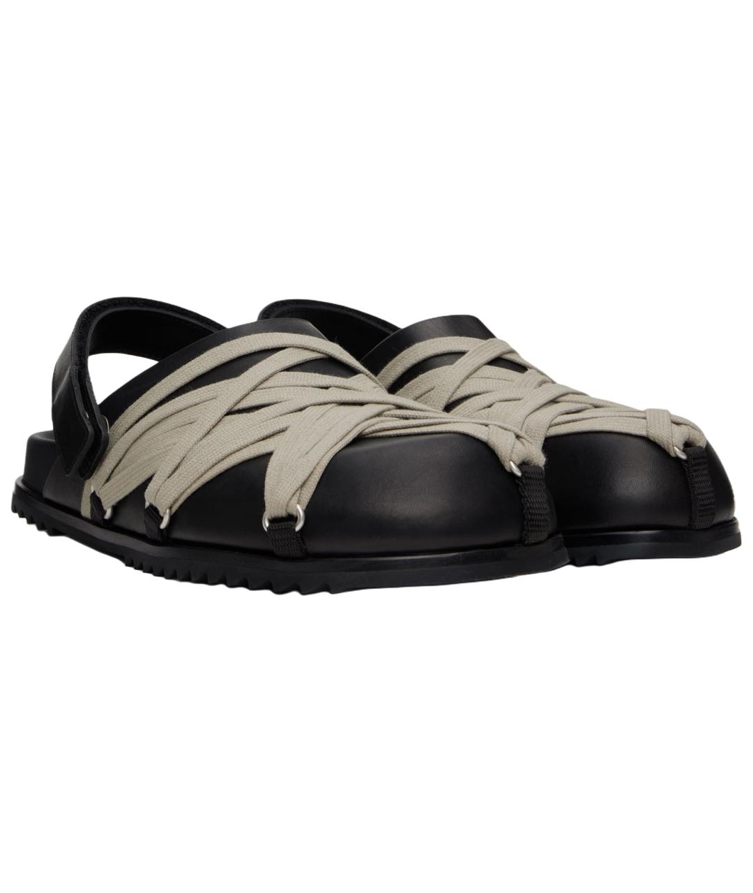 RICK OWENS Черные кожаные мюли, фото 3