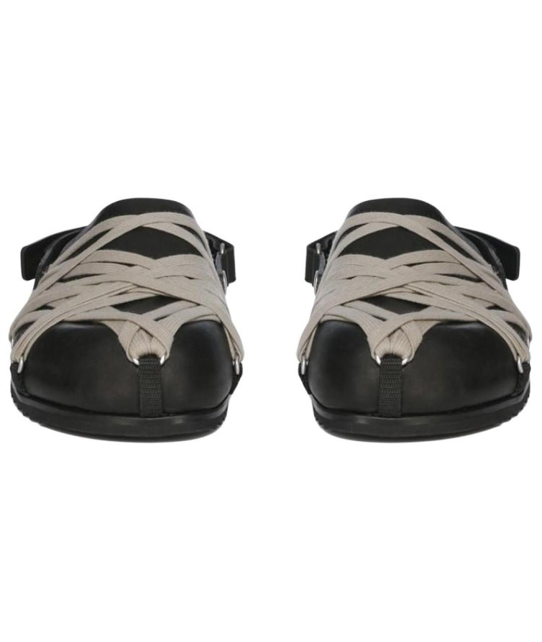 RICK OWENS Черные кожаные мюли, фото 4