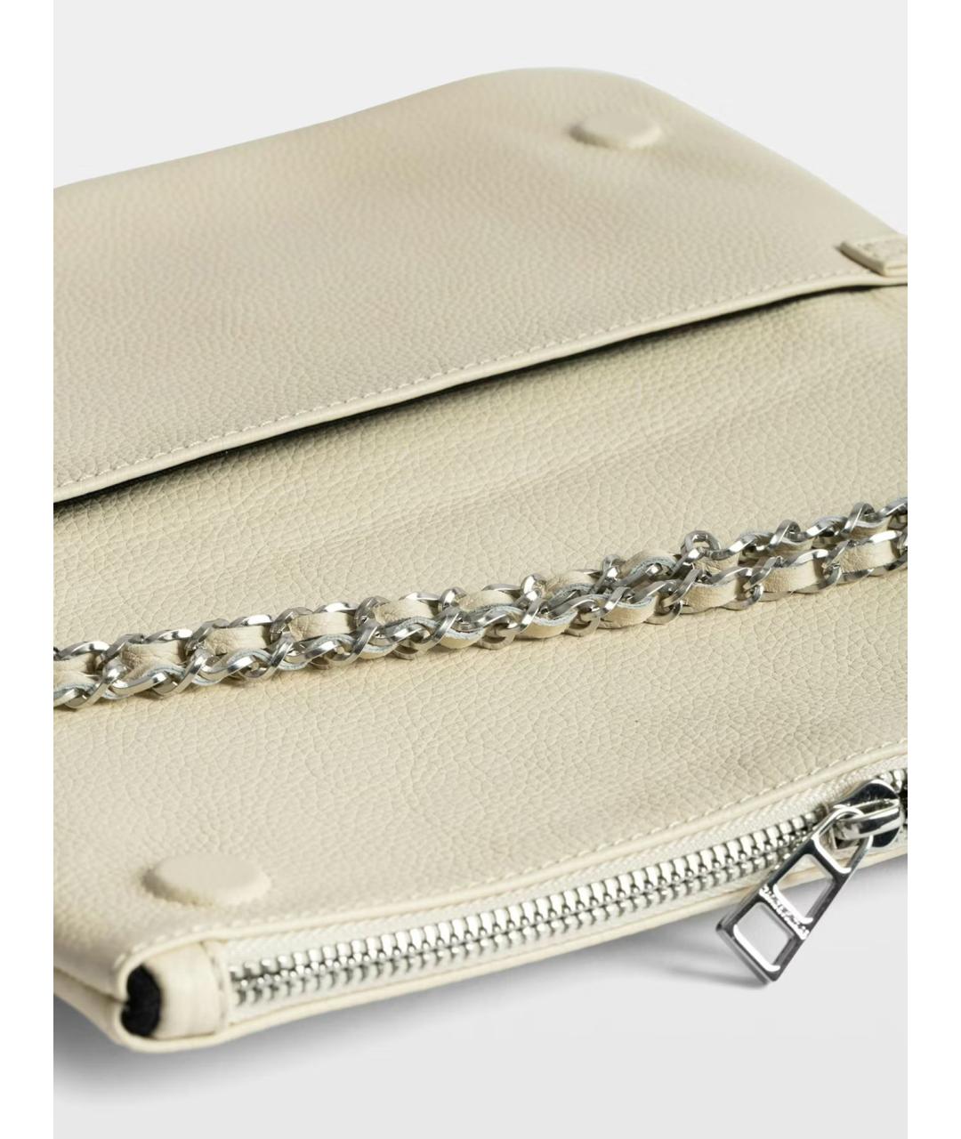 ZADIG & VOLTAIRE Бежевая кожаная сумка через плечо, фото 5