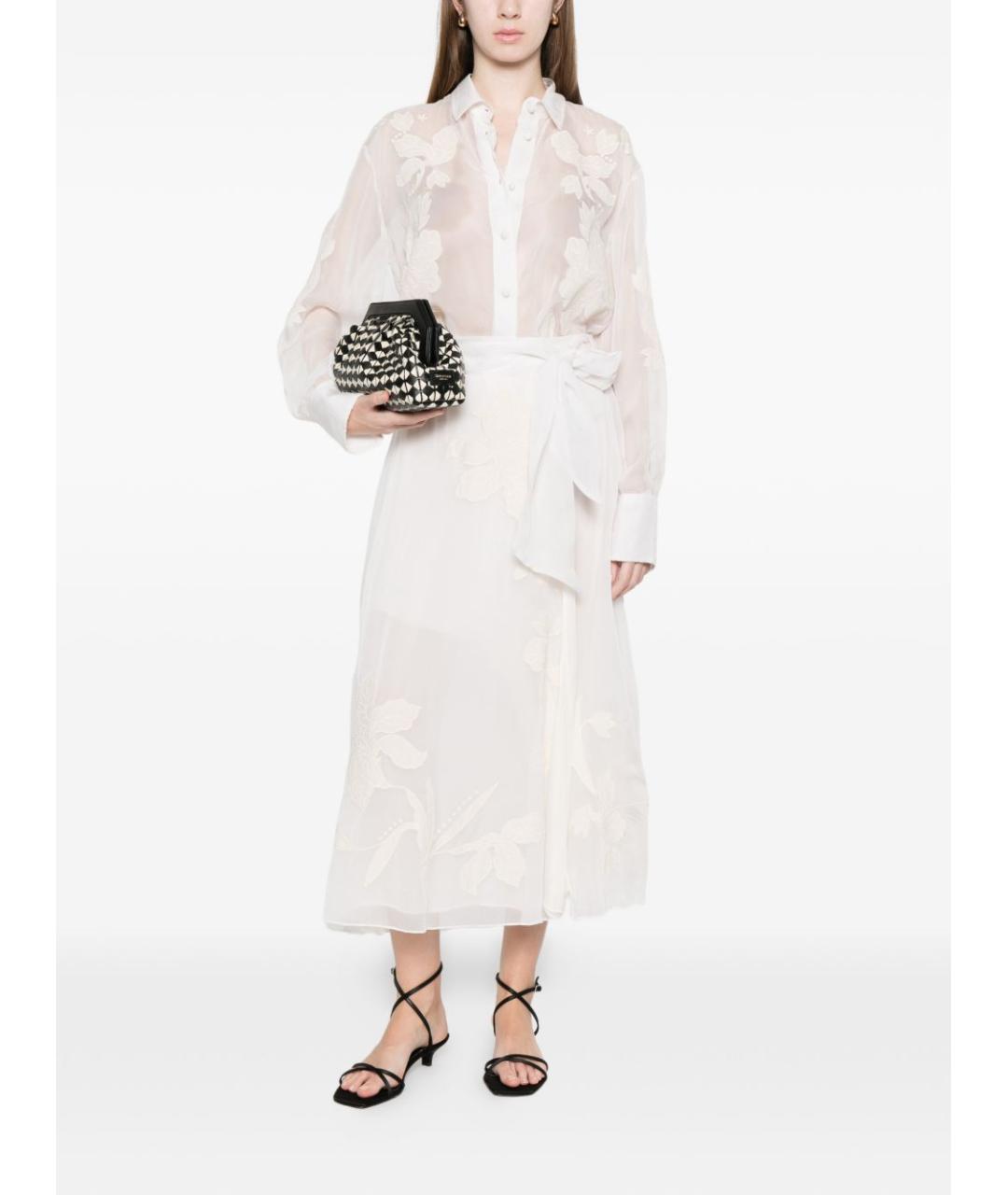 FORTE FORTE Белая вискозная юбка миди, фото 3