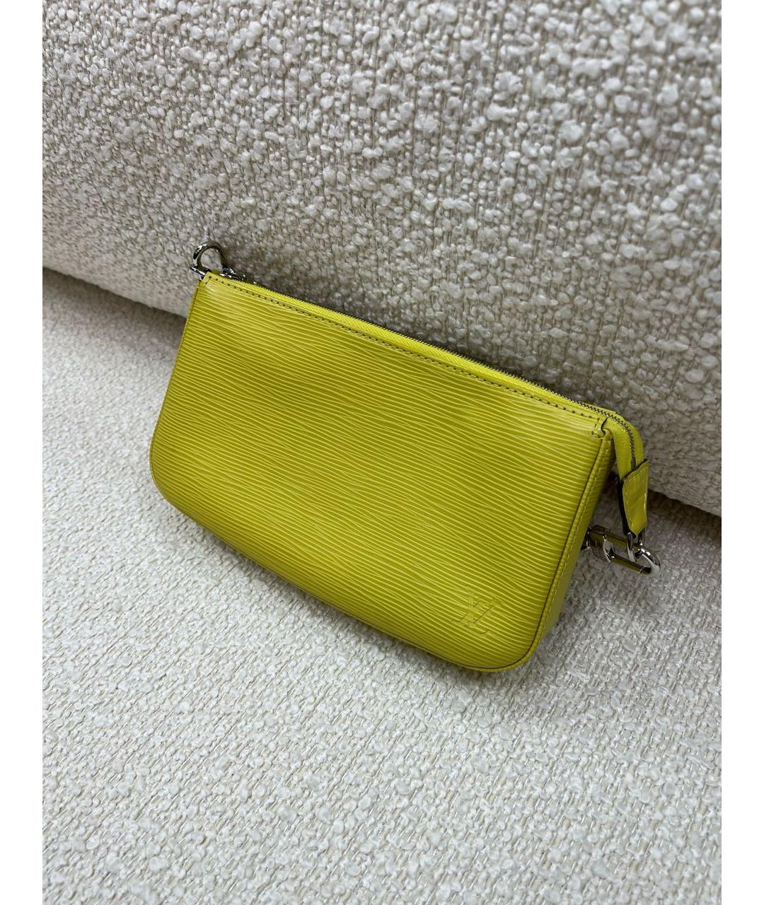 LOUIS VUITTON Желтая кожаная сумка с короткими ручками, фото 5