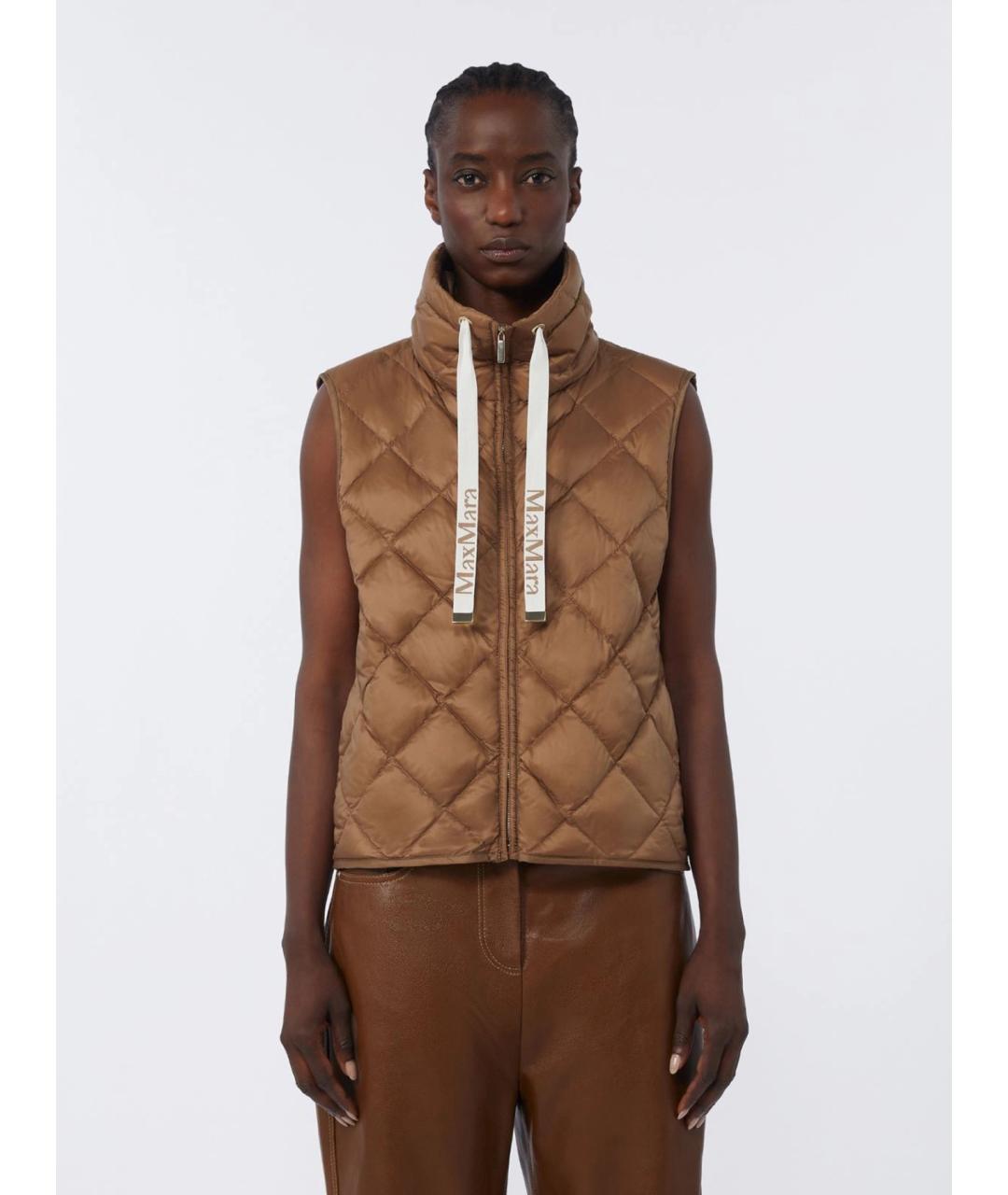 'S MAX MARA Коричневый полиамидовый жилет, фото 3