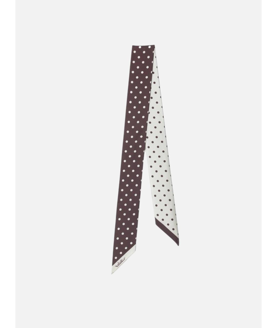 VALENTINO Коричневый шелковый шарф, фото 3