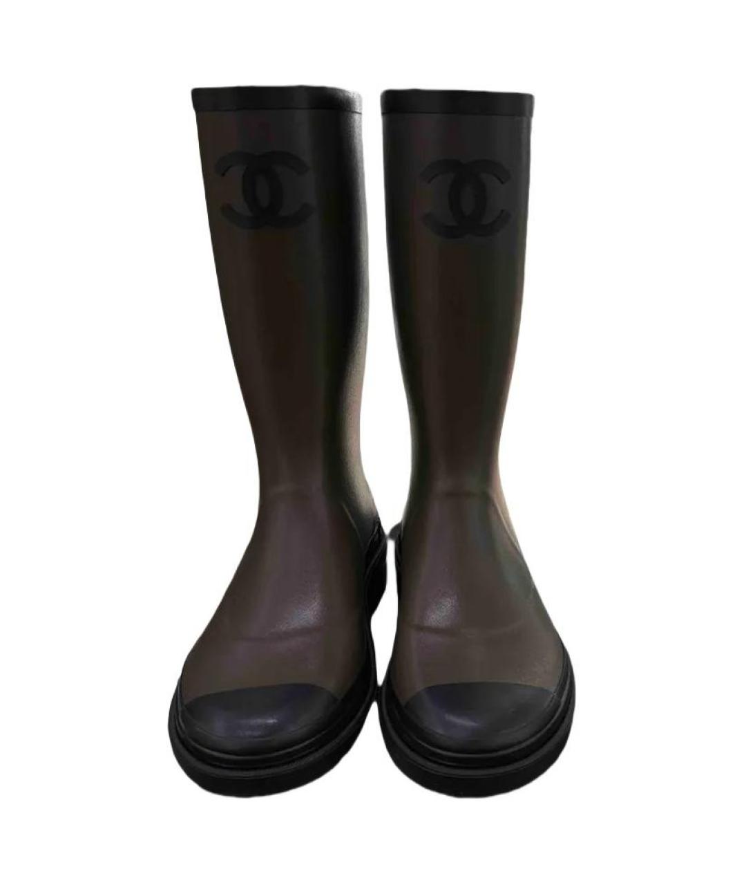 CHANEL Коричневые кожаные сапоги, фото 3