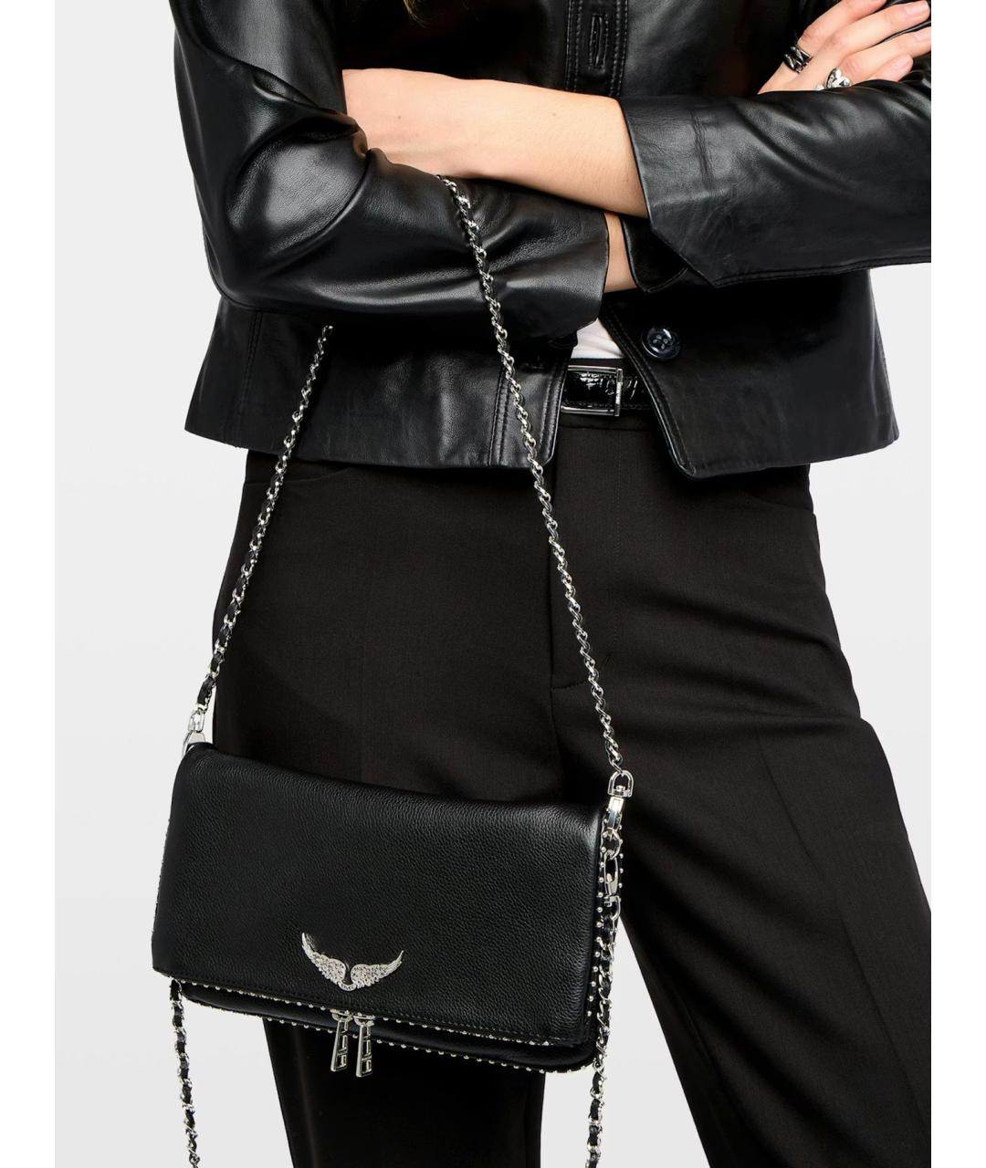 ZADIG & VOLTAIRE Черная кожаная сумка через плечо, фото 3