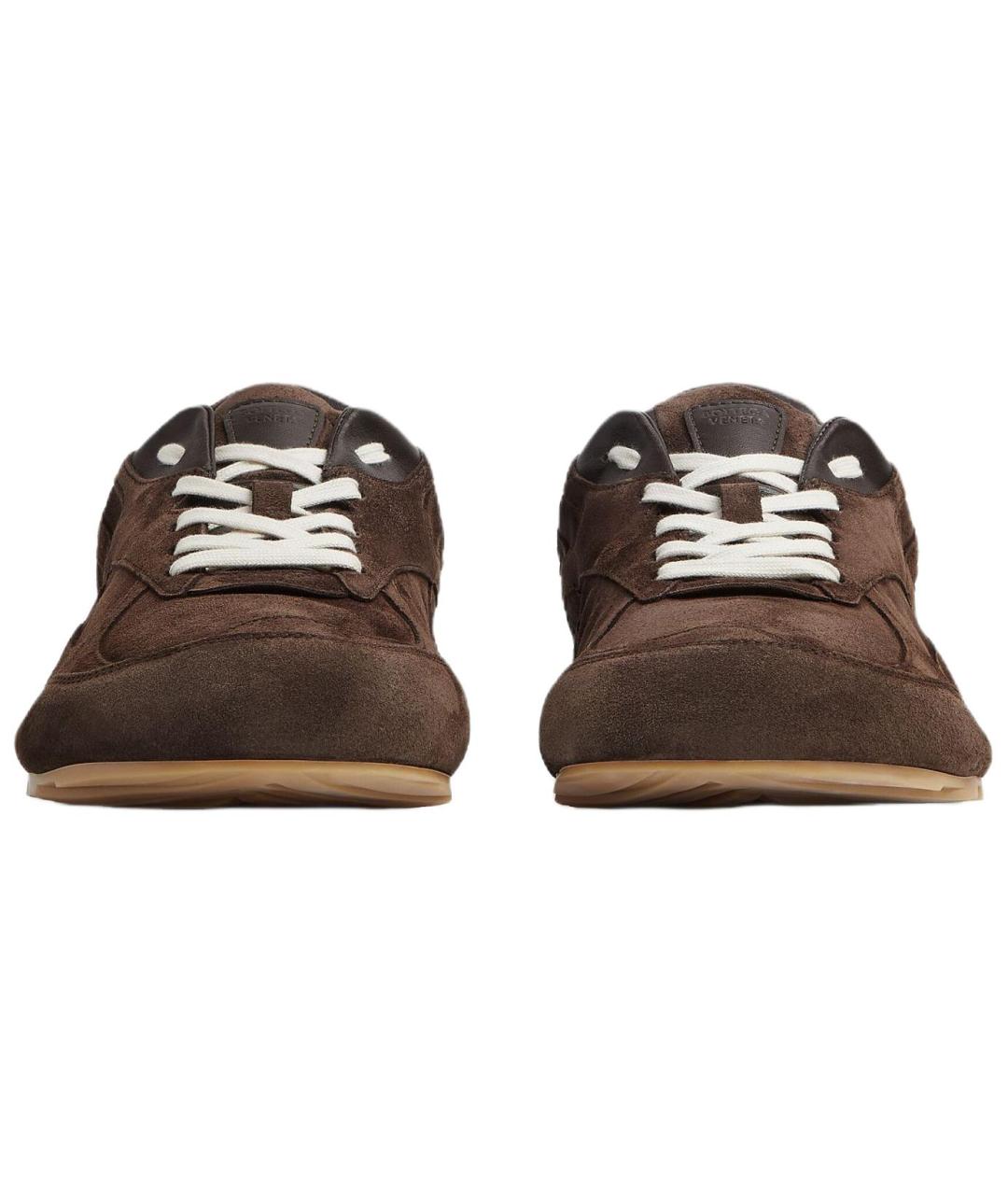 BOTTEGA VENETA Коричневые замшевые низкие кроссовки / кеды, фото 3