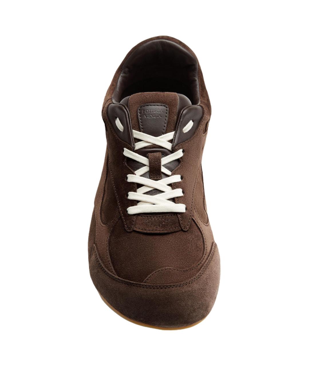 BOTTEGA VENETA Коричневые замшевые низкие кроссовки / кеды, фото 4