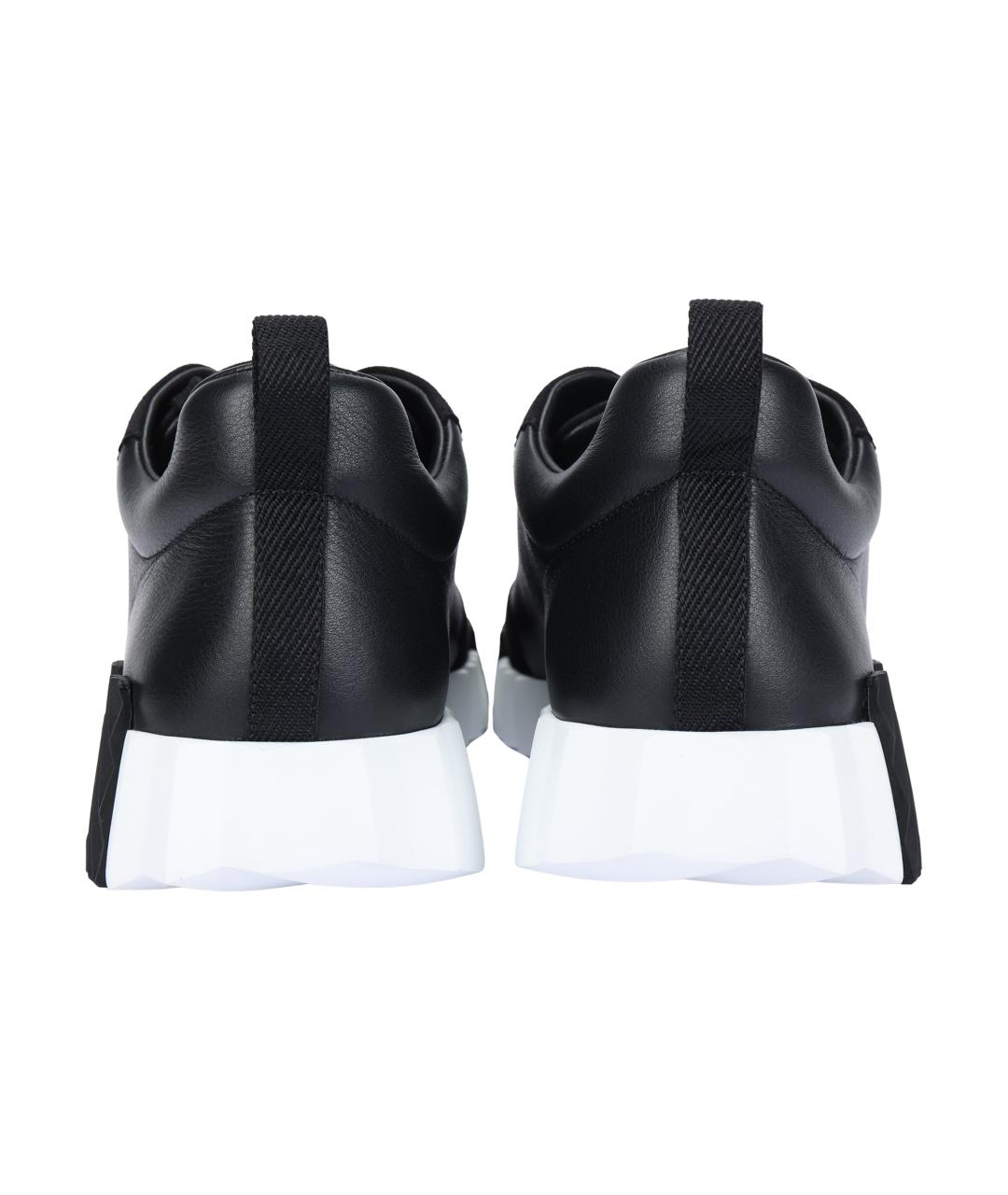 HERMES Черные кожаные низкие кроссовки / кеды, фото 4