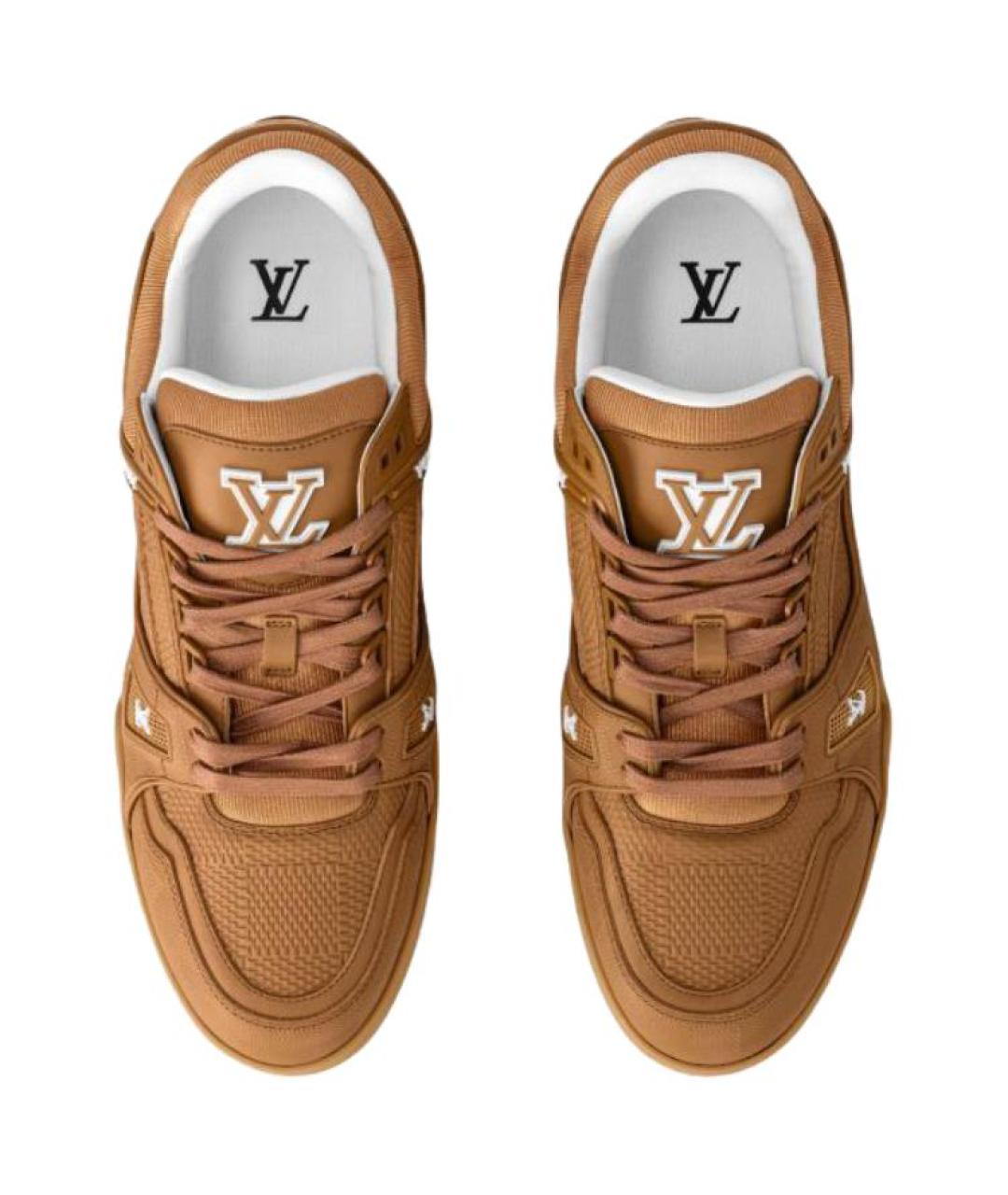 LOUIS VUITTON Коричневые кожаные низкие кроссовки / кеды, фото 4