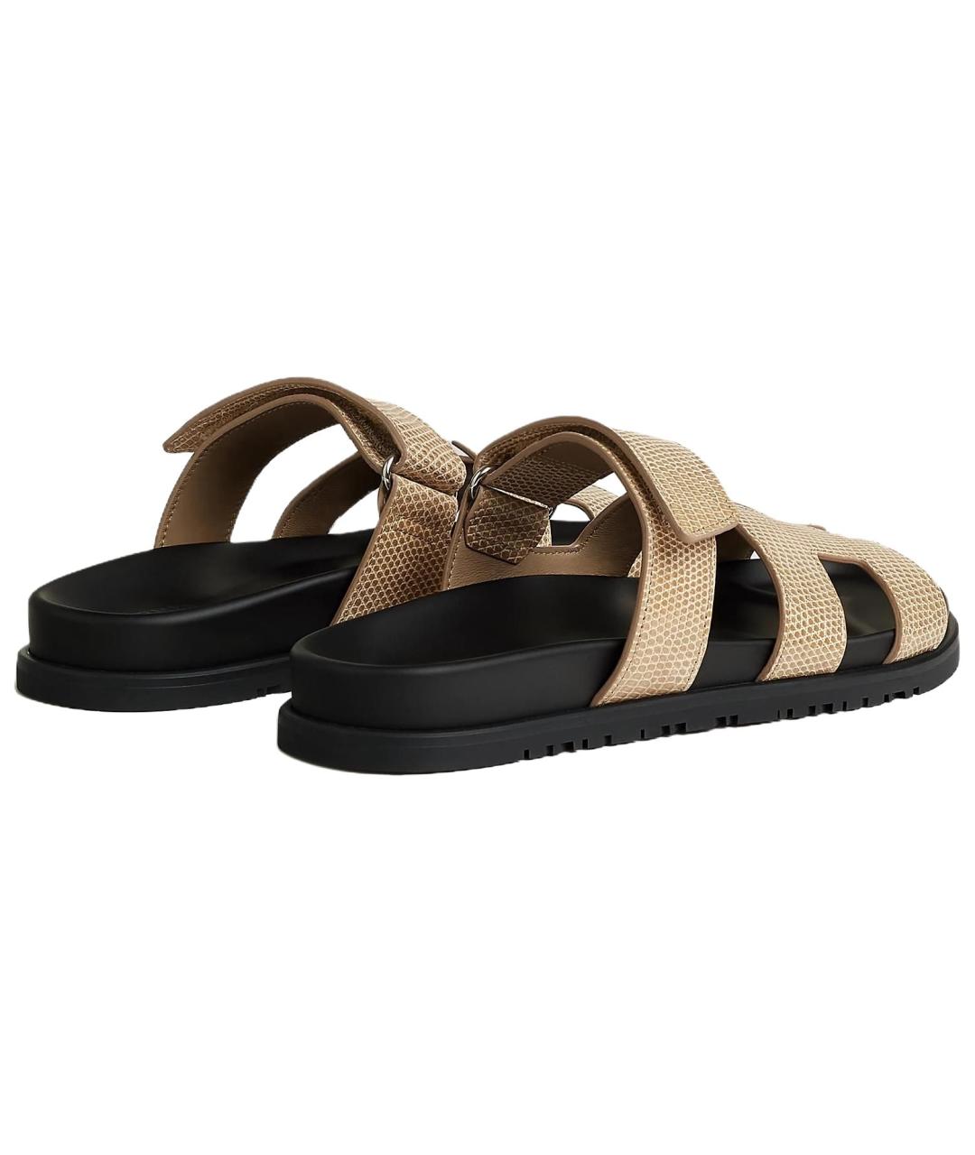 HERMES Бежевые кожаные сандалии, фото 4