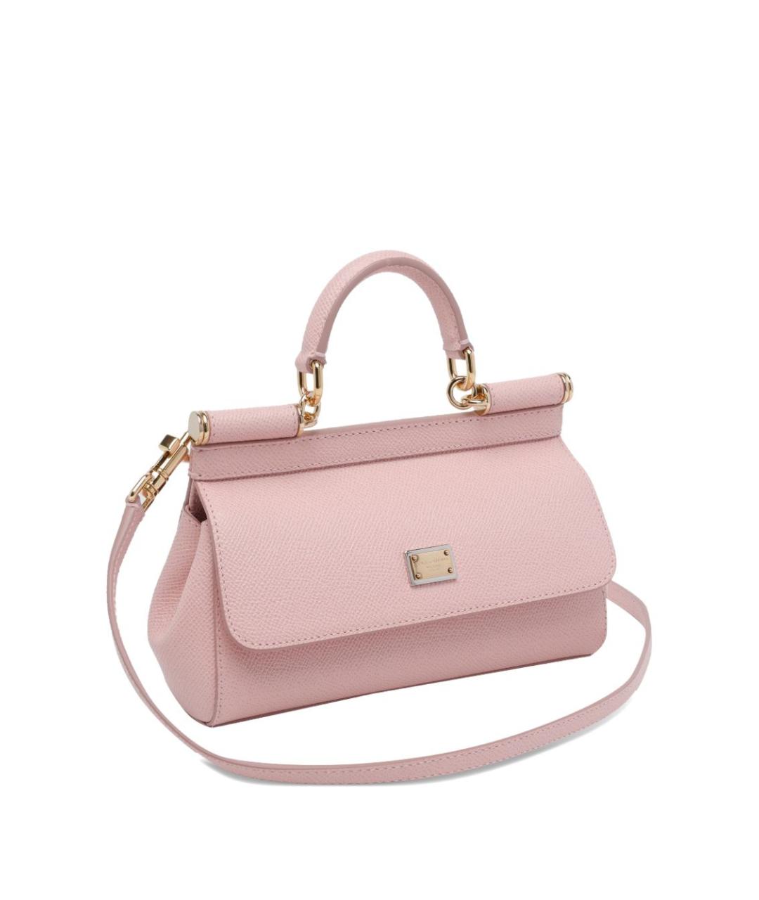 DOLCE&GABBANA Розовая кожаная сумка через плечо, фото 3