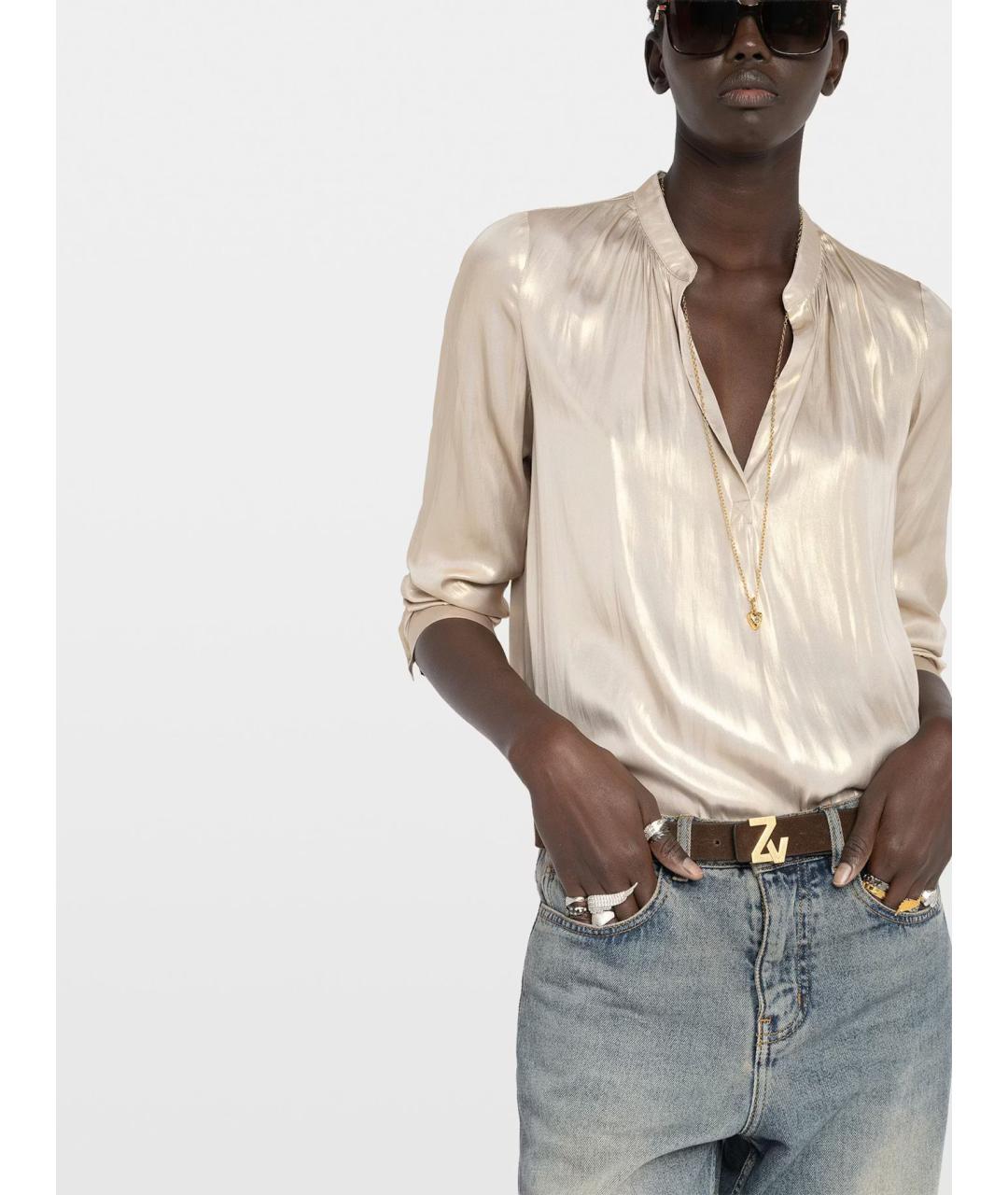 ZADIG & VOLTAIRE Бежевая полиэстеровая блузы, фото 5