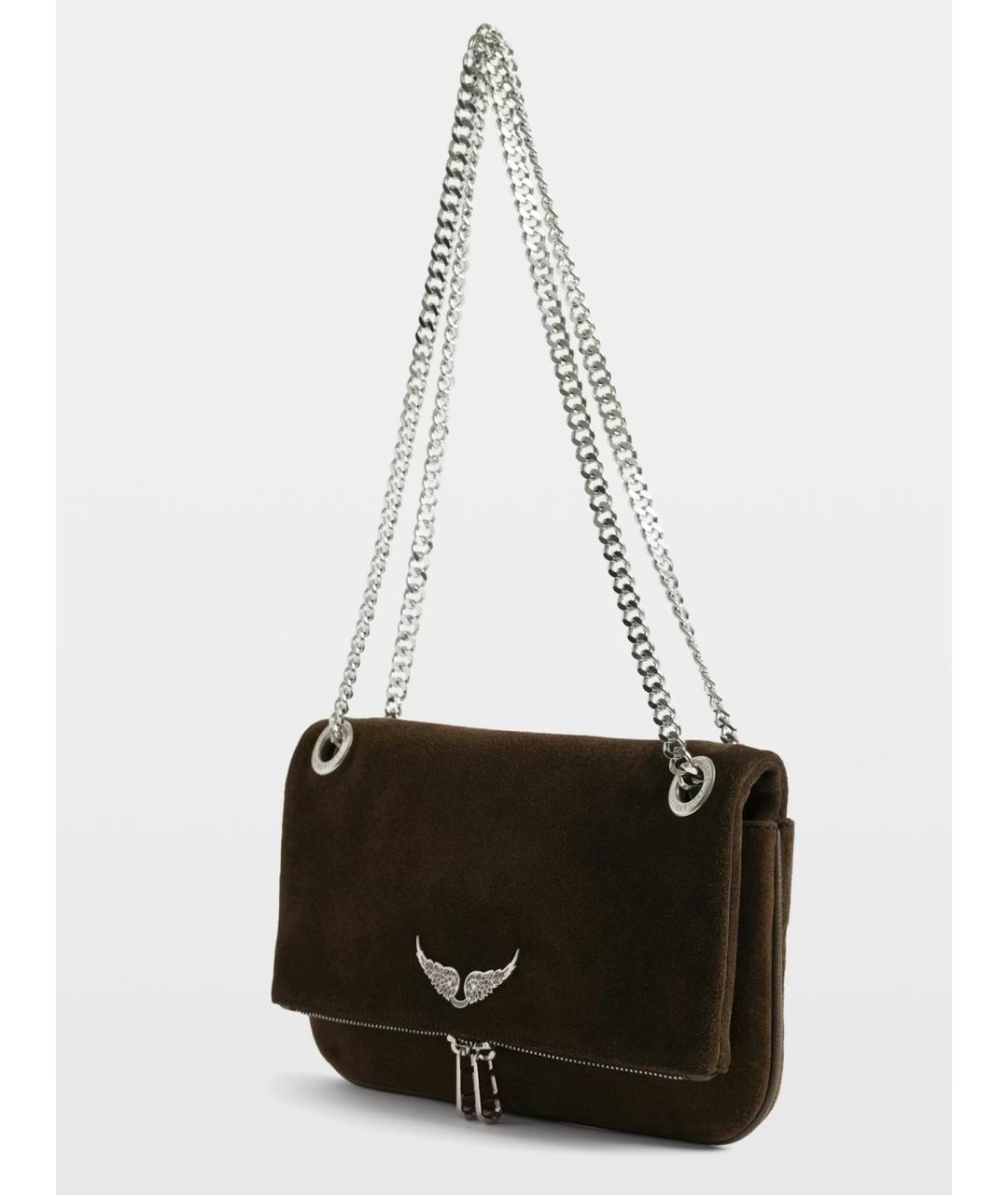 ZADIG & VOLTAIRE Коричневая кожаная сумка через плечо, фото 4