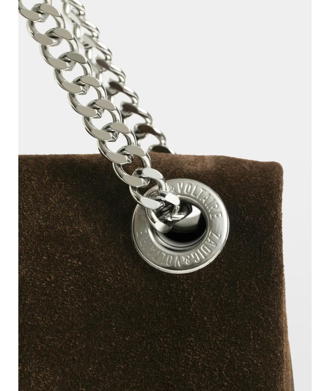 ZADIG & VOLTAIRE Коричневая кожаная сумка через плечо, фото 8