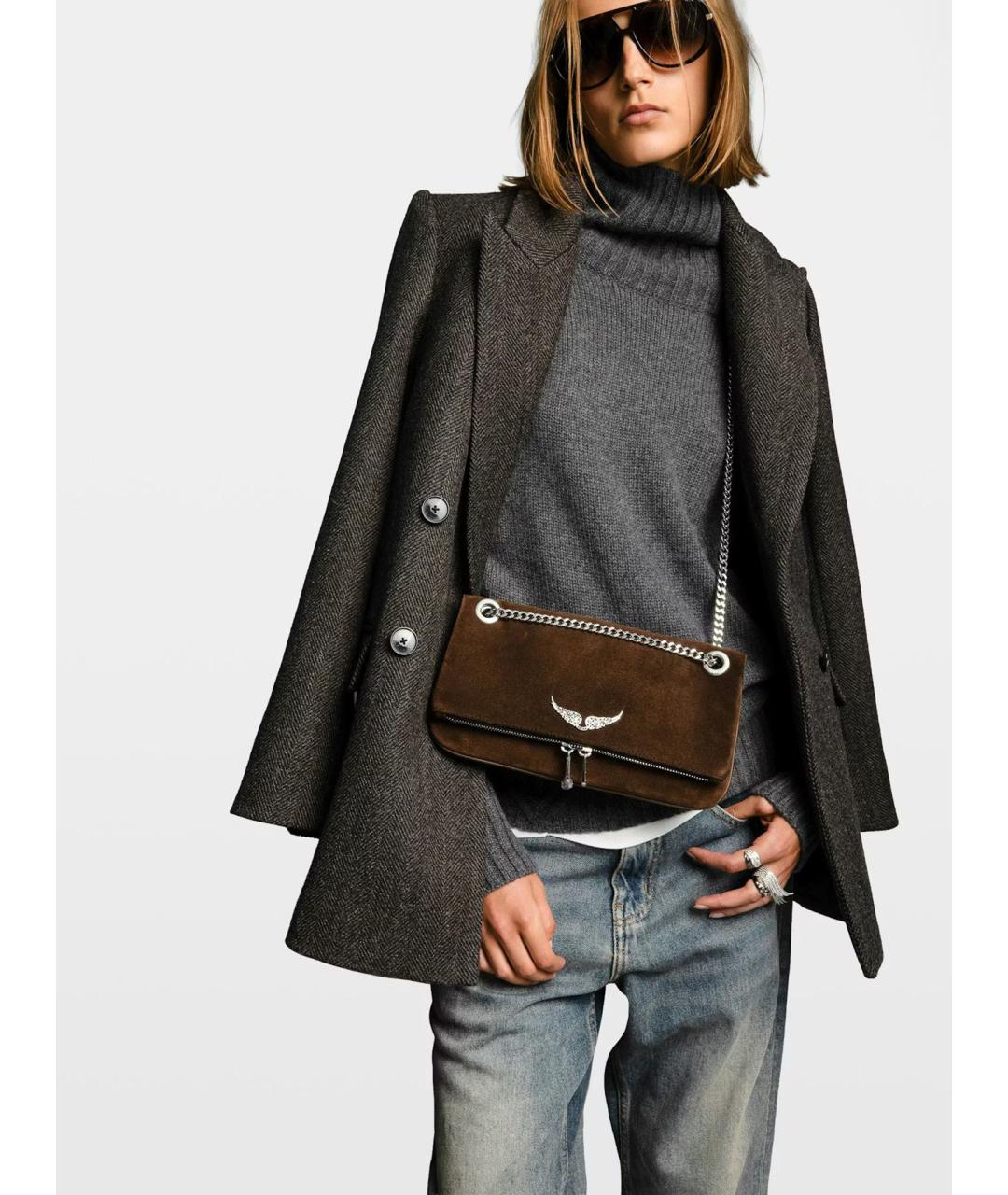 ZADIG & VOLTAIRE Коричневая кожаная сумка через плечо, фото 3