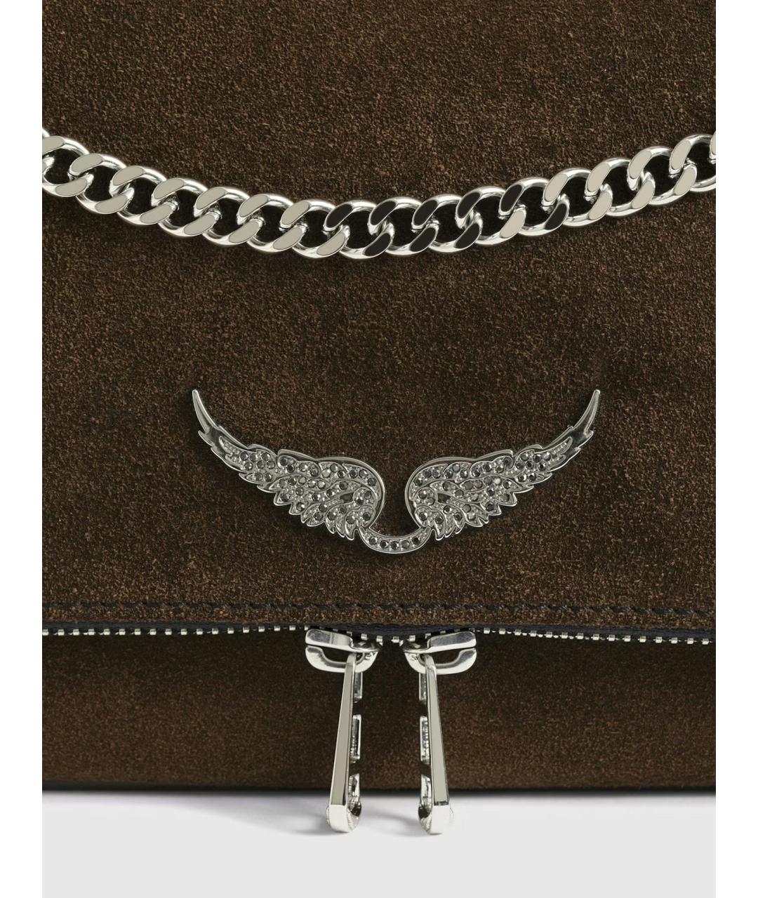 ZADIG & VOLTAIRE Коричневая кожаная сумка через плечо, фото 6