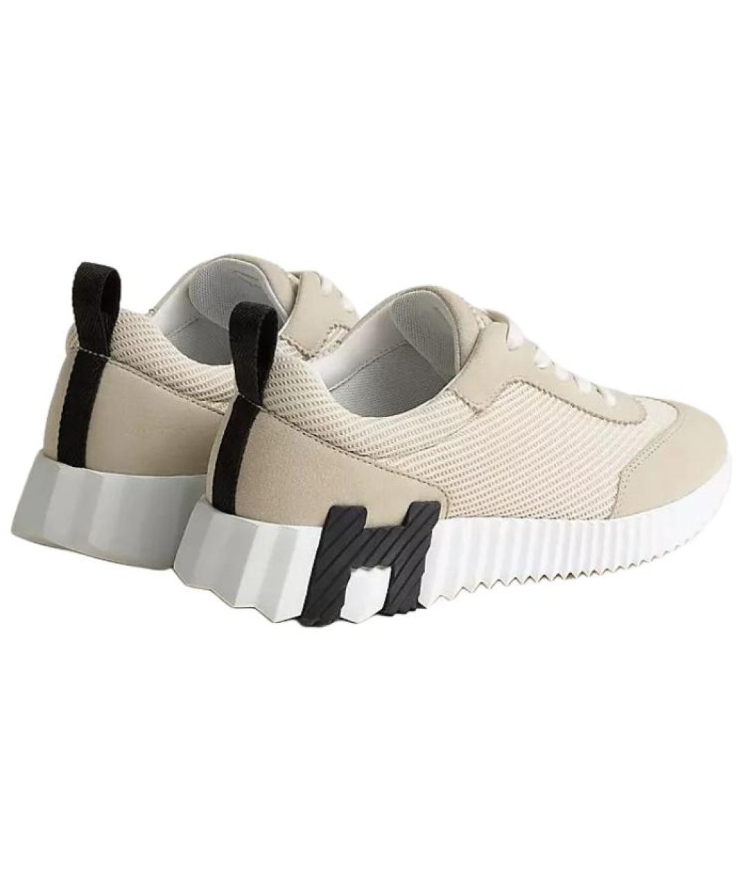 HERMES Бежевые текстильные кроссовки, фото 4