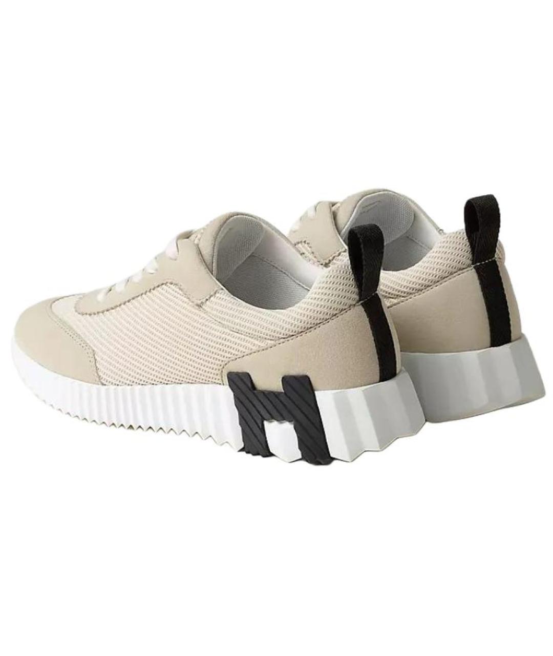 HERMES Бежевые текстильные кроссовки, фото 3