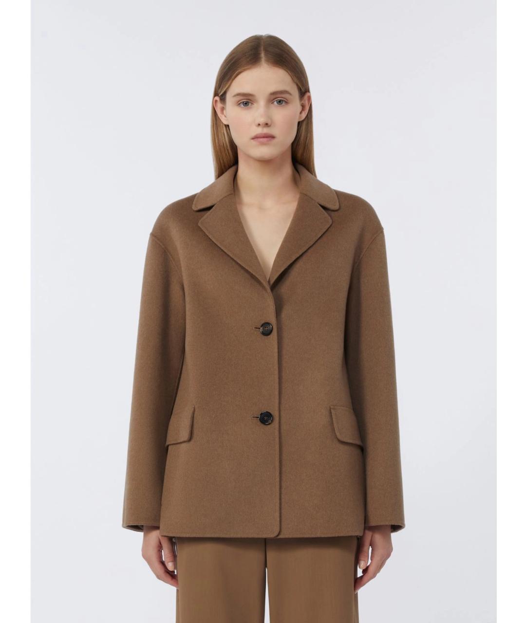 'S MAX MARA Коричневое шерстяное пальто, фото 3