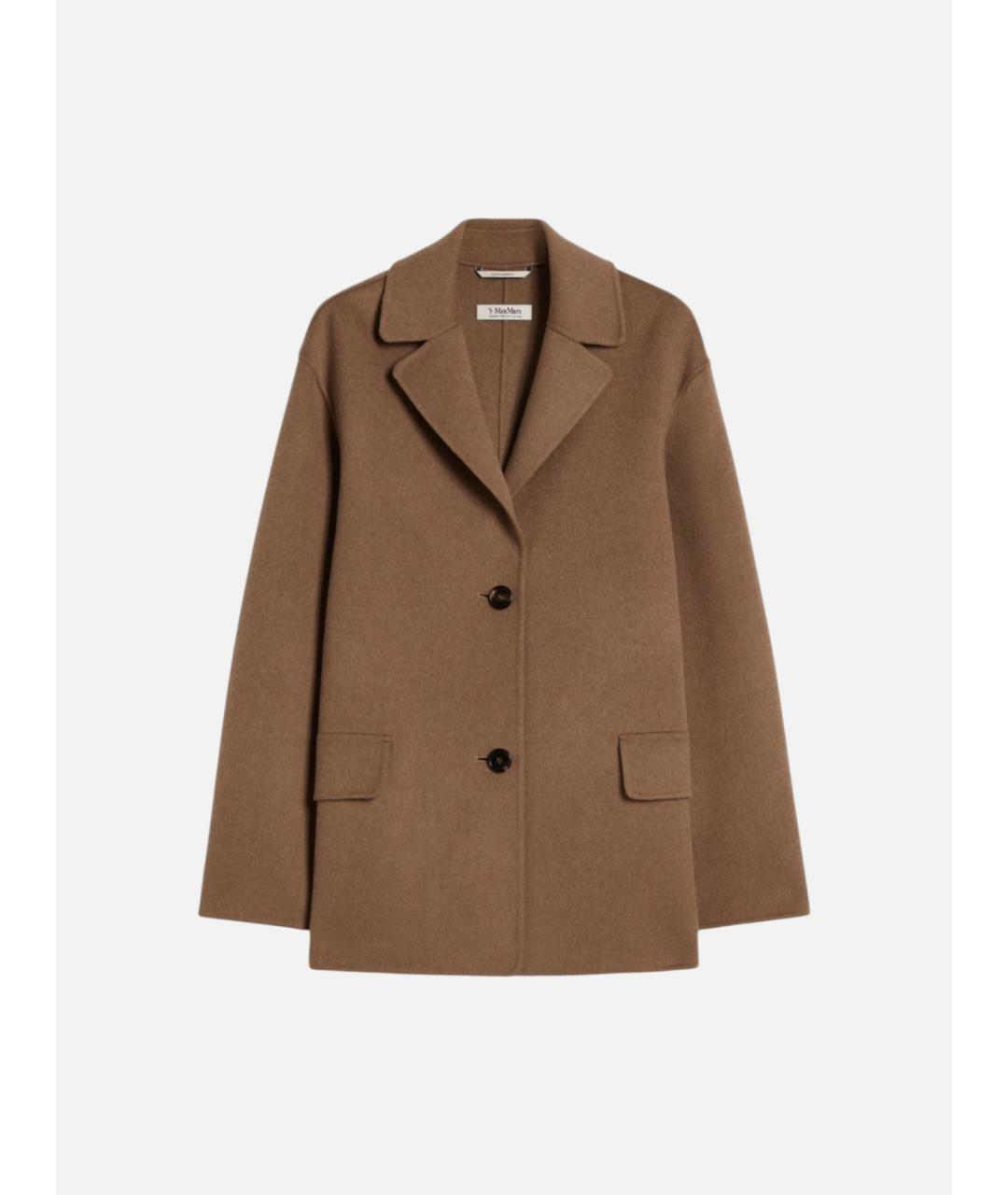 'S MAX MARA Коричневое шерстяное пальто, фото 6