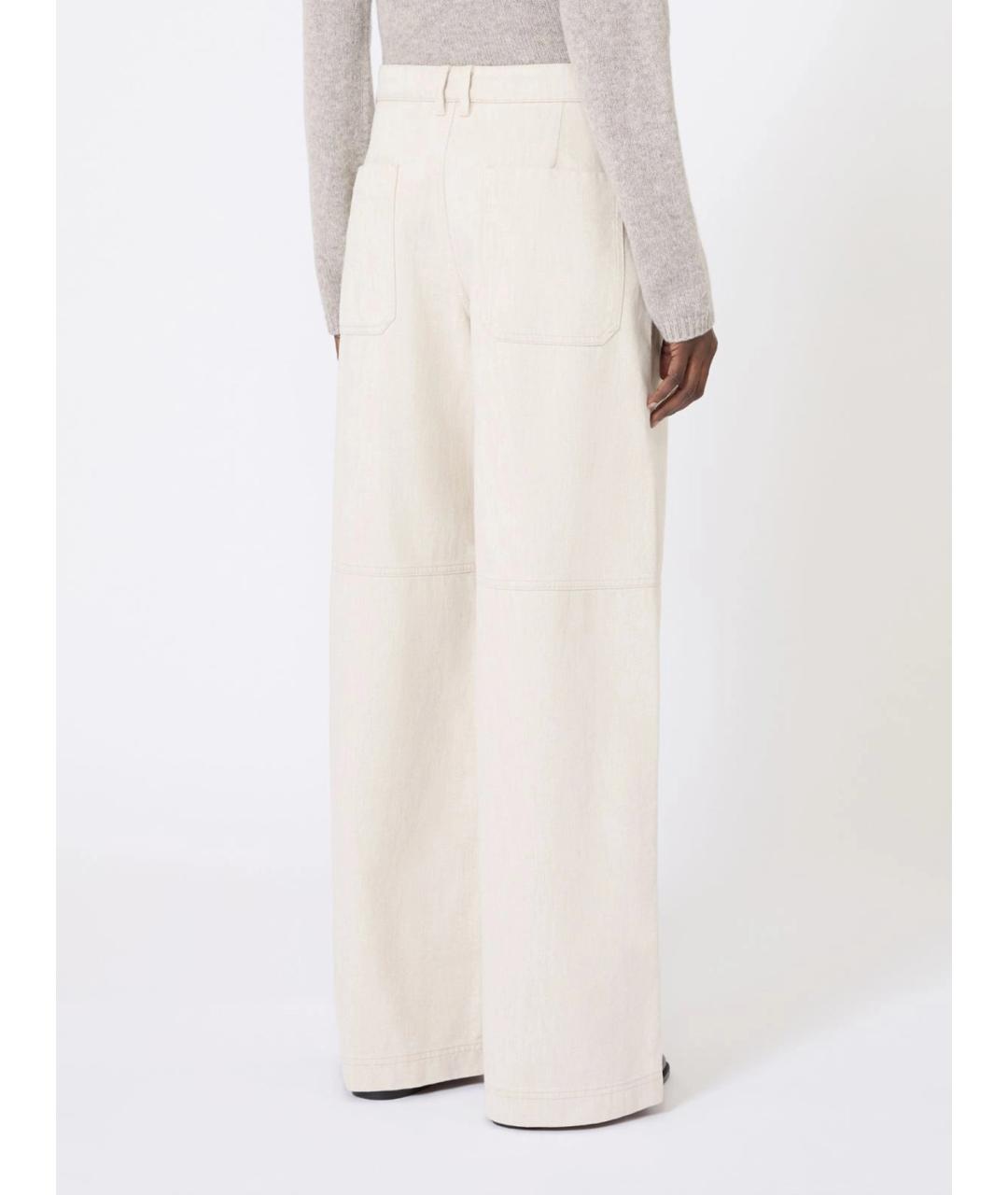 'S MAX MARA Белые хлопковые прямые брюки, фото 4