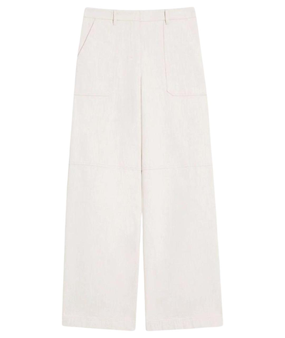 'S MAX MARA Белые хлопковые прямые брюки, фото 1