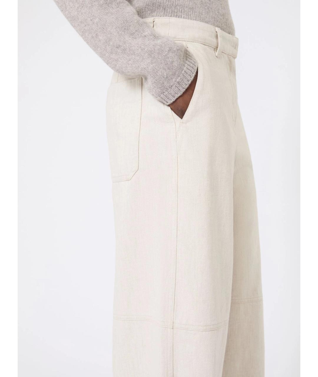 'S MAX MARA Белые хлопковые прямые брюки, фото 5