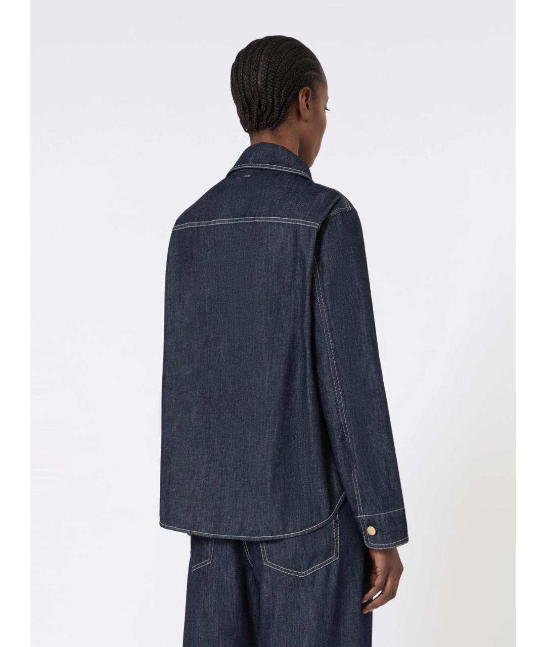 'S MAX MARA Темно-синяя хлопковая рубашка, фото 4