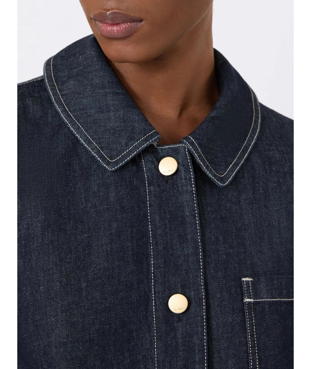 'S MAX MARA Темно-синяя хлопковая рубашка, фото 5