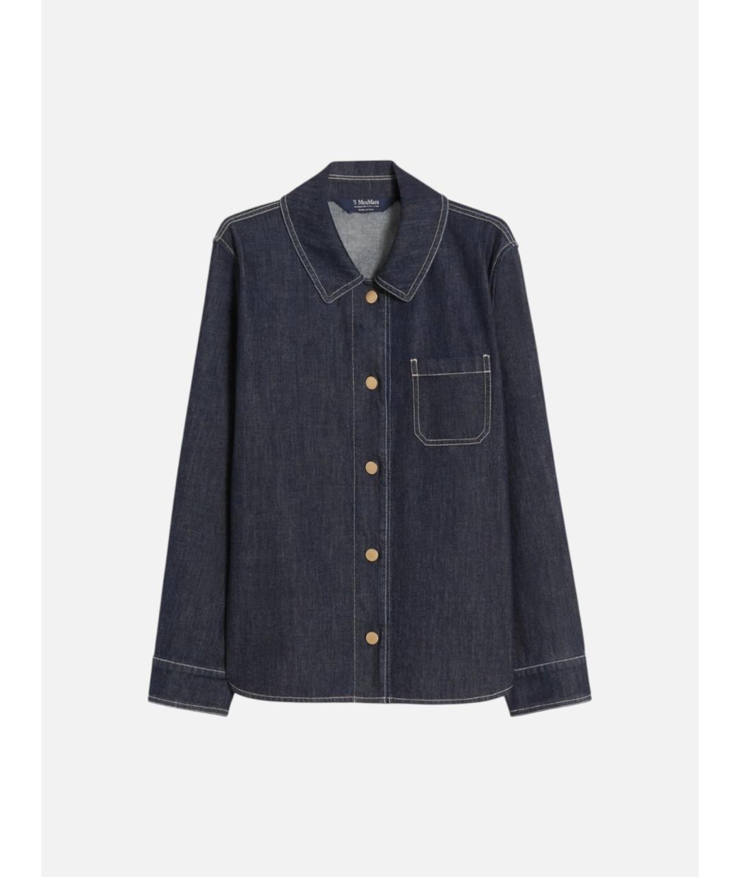 'S MAX MARA Темно-синяя хлопковая рубашка, фото 6