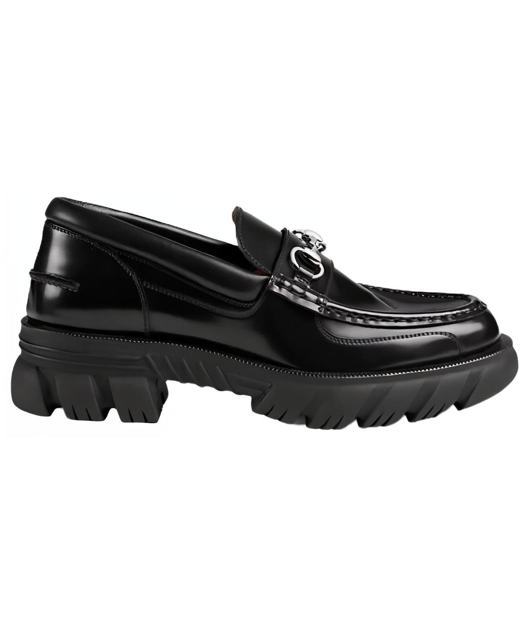 GUCCI Черные кожаные лоферы, фото 1