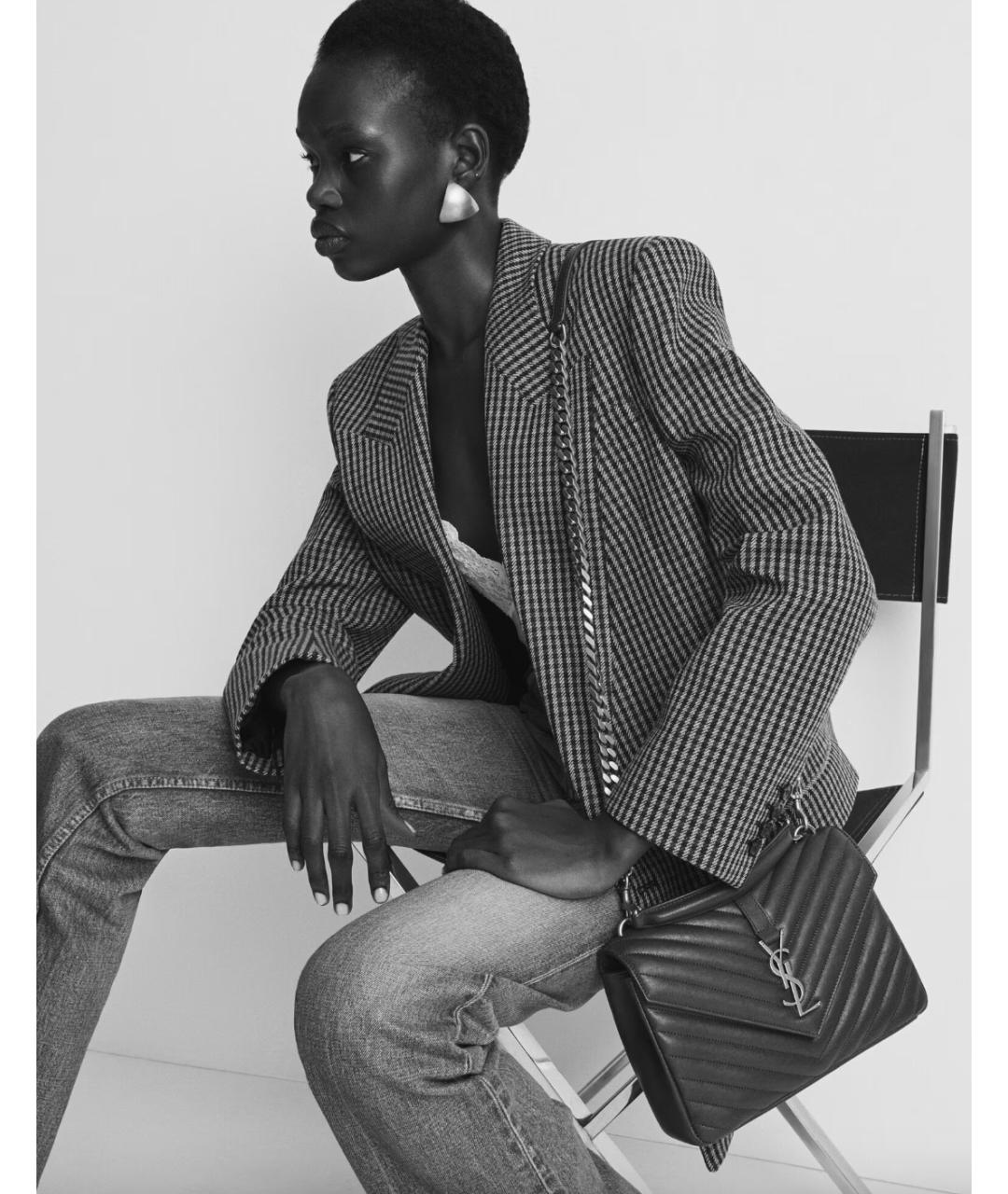 SAINT LAURENT Черная кожаная сумка через плечо, фото 7