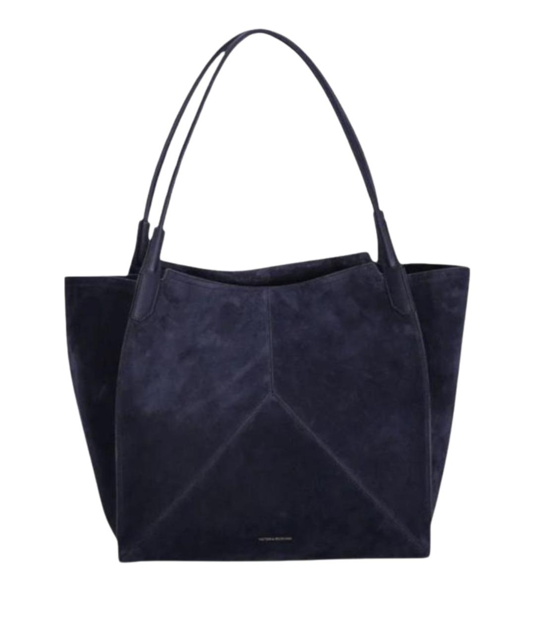 VICTORIA BECKHAM Темно-синяя замшевая сумка тоут, фото 1