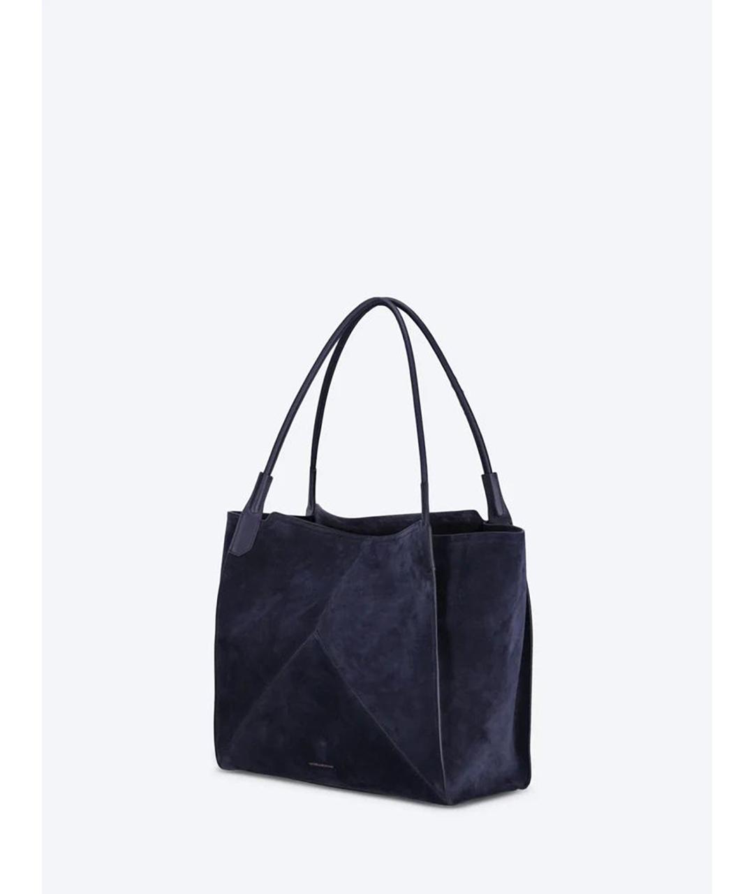 VICTORIA BECKHAM Темно-синяя замшевая сумка тоут, фото 2