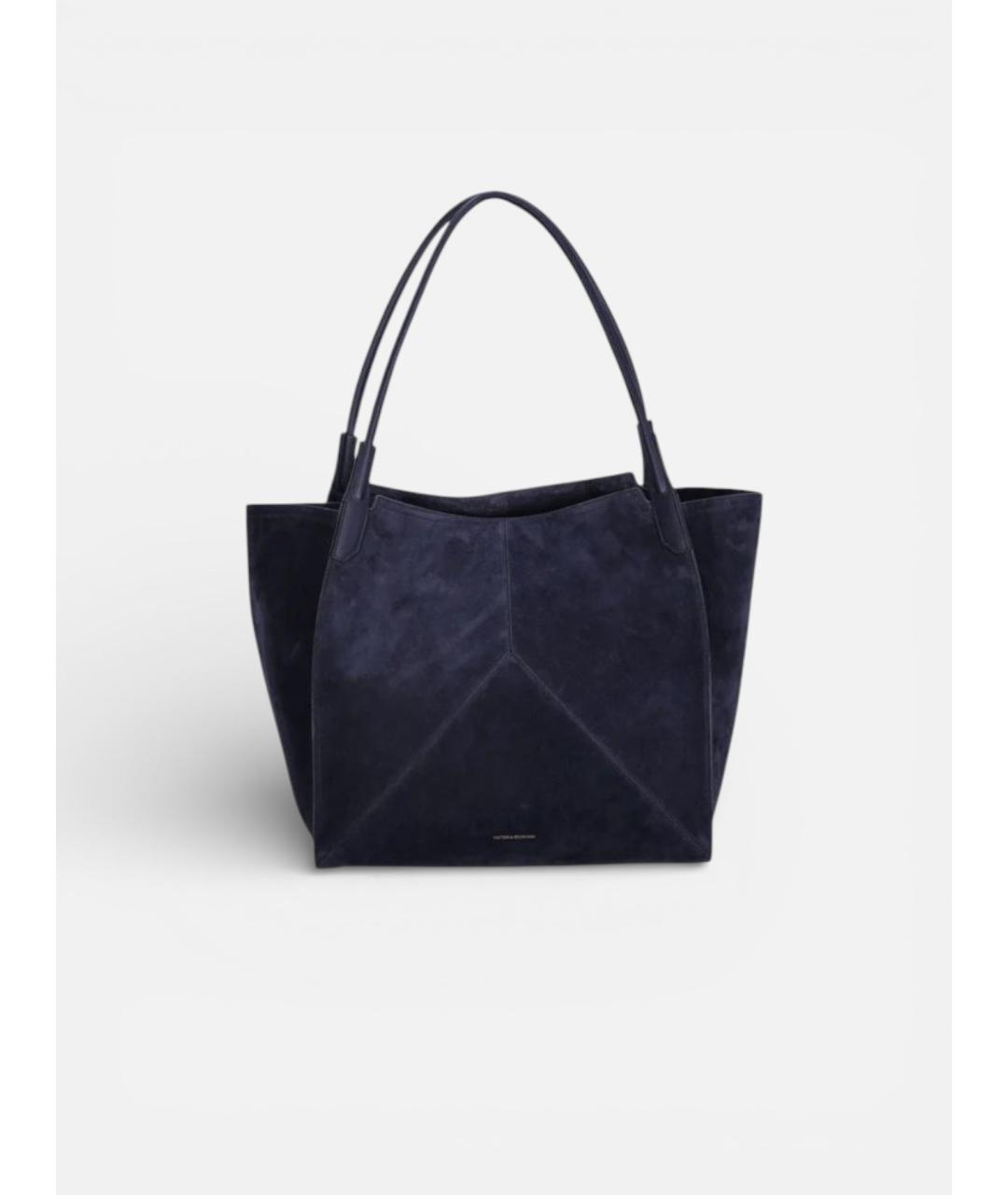 VICTORIA BECKHAM Темно-синяя замшевая сумка тоут, фото 5