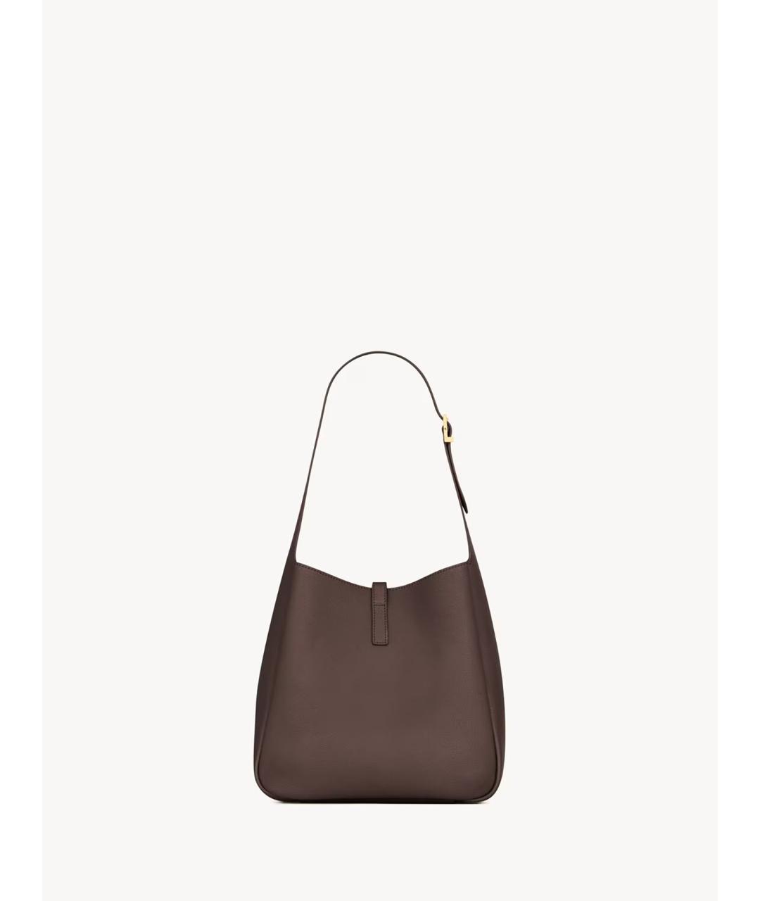 SAINT LAURENT Коричневая кожаная сумка через плечо, фото 4