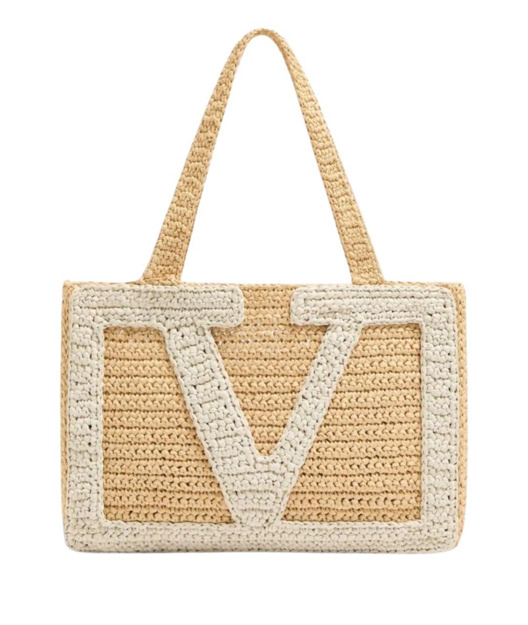 VALENTINO Бежевая пелетеная сумка тоут, фото 1