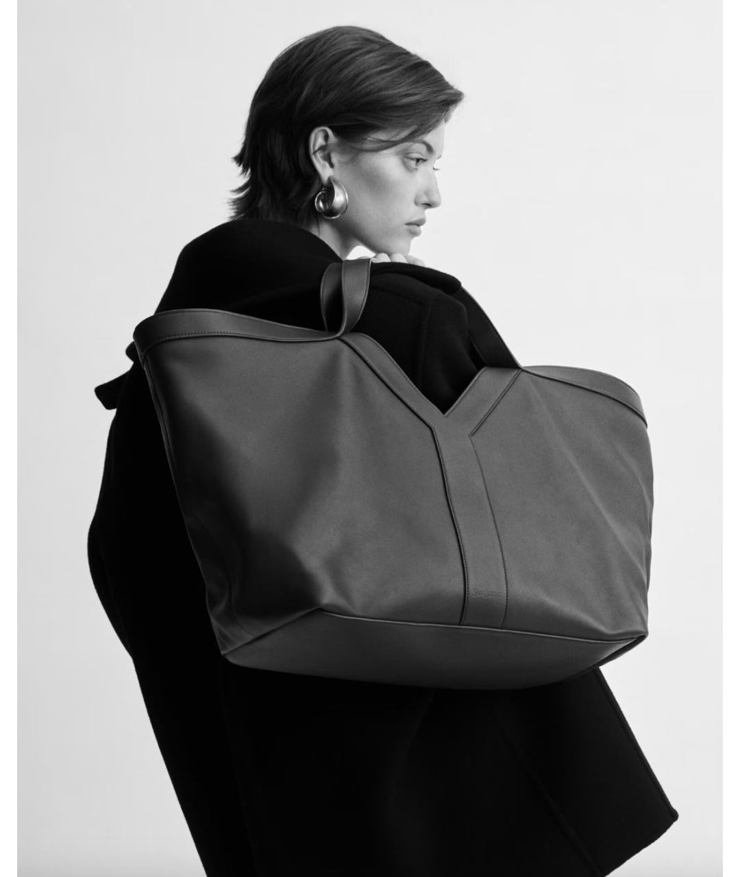 SAINT LAURENT Зеленая кожаная сумка тоут, фото 5