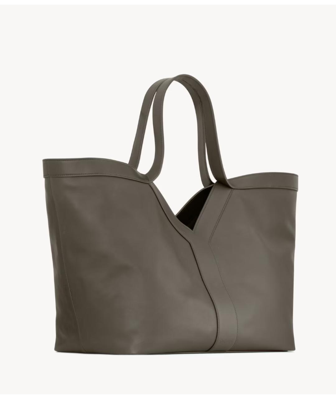 SAINT LAURENT Зеленая кожаная сумка тоут, фото 4