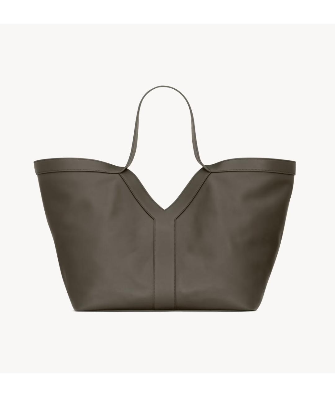 SAINT LAURENT Зеленая кожаная сумка тоут, фото 2