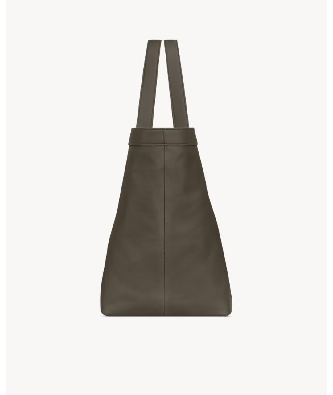 SAINT LAURENT Зеленая кожаная сумка тоут, фото 3