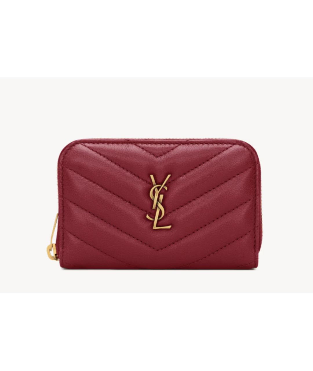 SAINT LAURENT Красный кожаный кошелек, фото 4