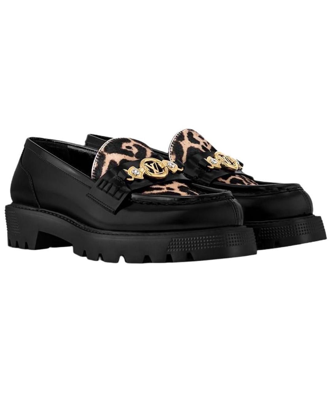 LOUIS VUITTON Черные кожаные лоферы, фото 3