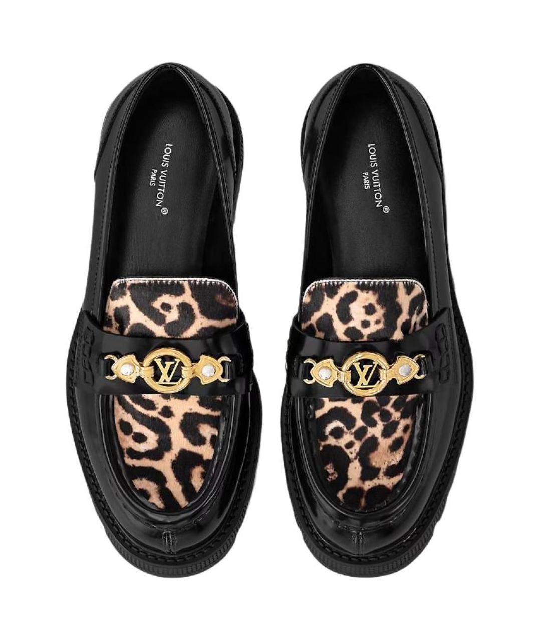 LOUIS VUITTON Черные кожаные лоферы, фото 4