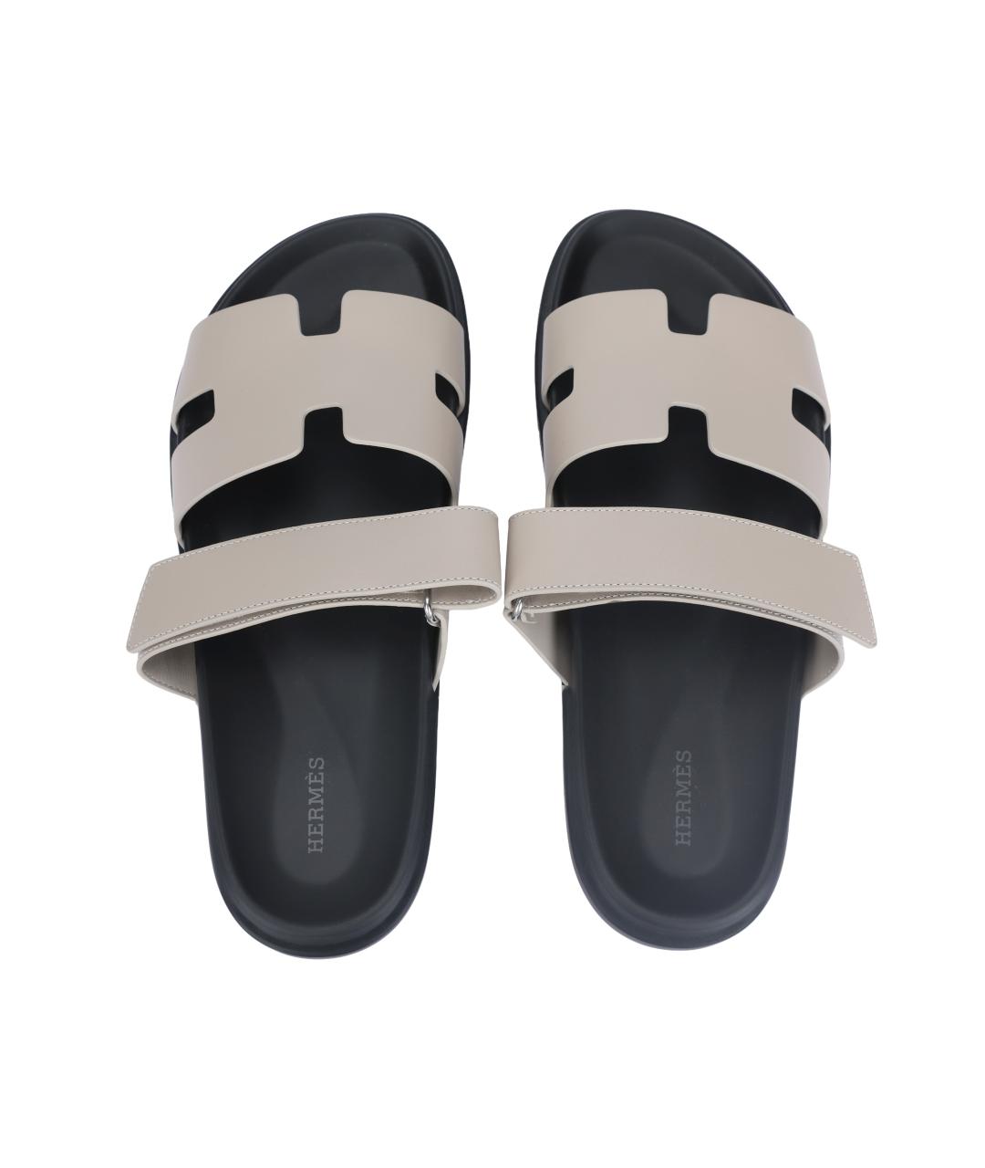 HERMES Бежевые кожаные сандалии, фото 3